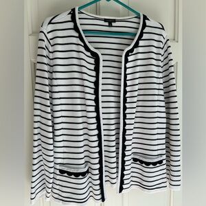 NWOT Talbot’s Black and White Striped Cardigan
